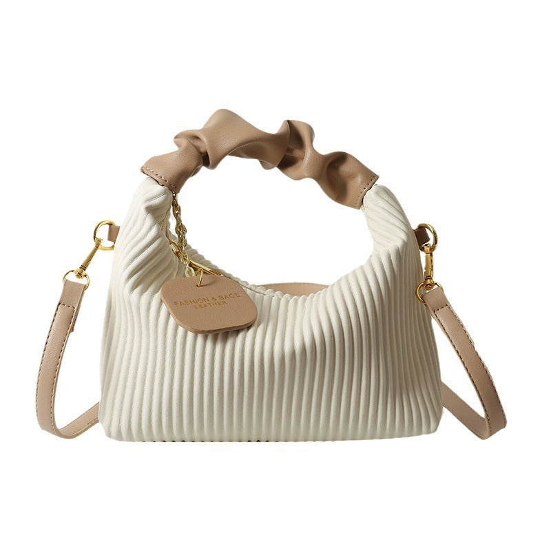 Women Fashion Crossbody Bag PU Leather Pleated Cloud Small Tote Bags
