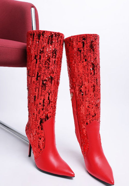 Sitarah Sequin Embellished Stiletto Long Boots
