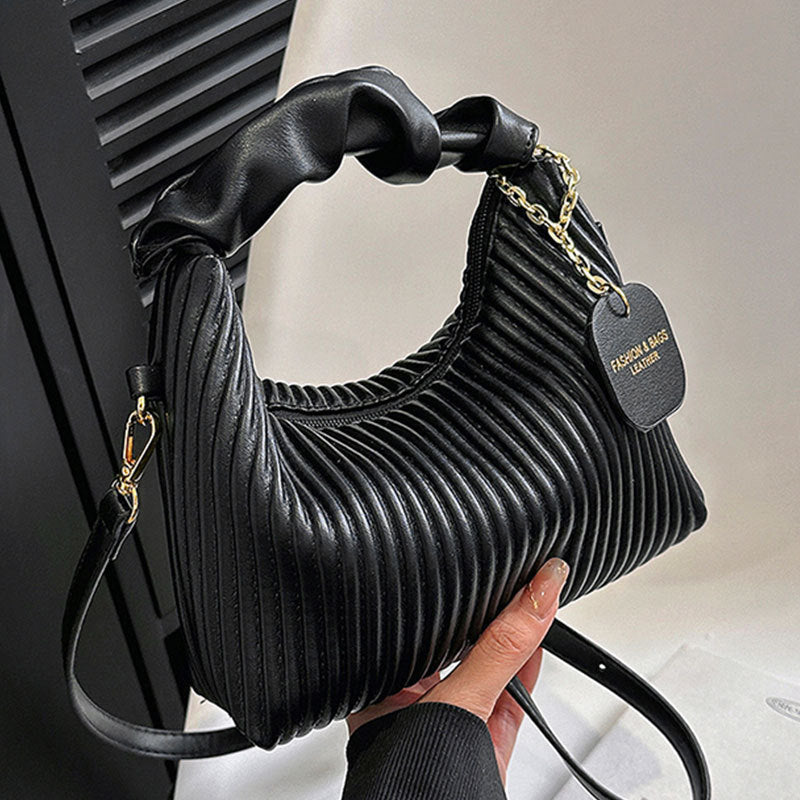 Women Fashion Crossbody Bag PU Leather Pleated Cloud Small Tote Bags