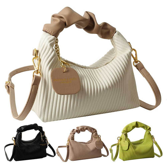 Women Fashion Crossbody Bag PU Leather Pleated Cloud Small Tote Bags