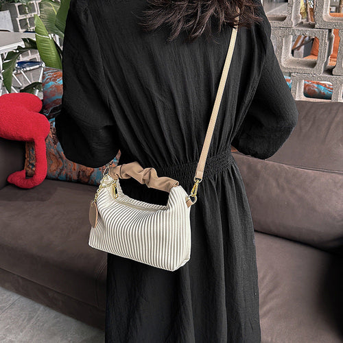 Women Fashion Crossbody Bag PU Leather Pleated Cloud Small Tote Bags